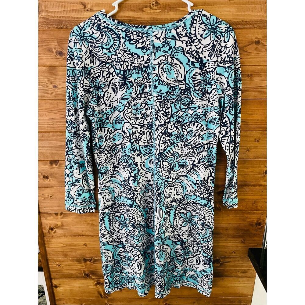 Lilly Pulitzer Cotton Juliet Dress in Shorely Blue Hippy Hippy Shake Butterfly s - Picture 3 of 3